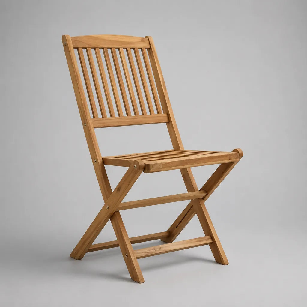 Klappbarer Gartenstuhl aus massivem Akazienholz, Naturbraun, 47 × 57 × 87 cm