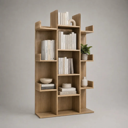 Bücherregal Standregal aus Spanplatte mit Eiche-Dekor, asymmetrisch, Natur, 100 × 25 × 180 cm