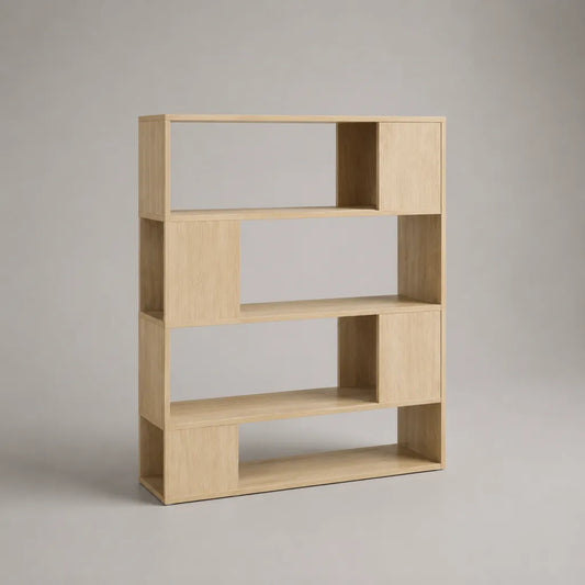 Bücherregal Standregal aus MDF mit Eichenfurnier, 4 Ebenen, Natur, 120 × 30 × 160 cm