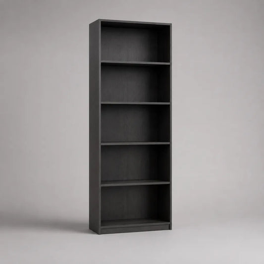 Bücherregal aus melaminharzbeschichteter Spanplatte, Schwarz, 60 × 24 × 180 cm, 5 offene Fächer